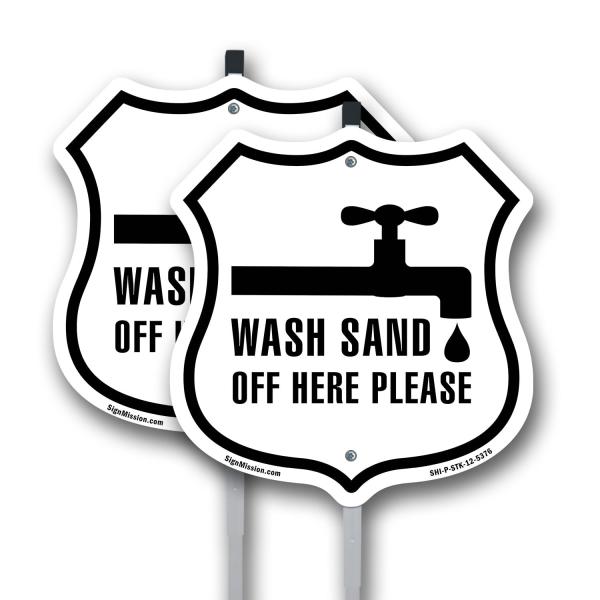 Wash Sand Off Here Please 12 inch X 12 inch Shield...