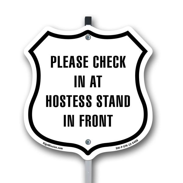 Please Check In At Hostess Stand At Front 12 inch ...