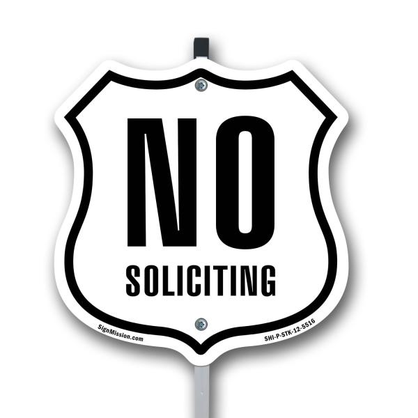 No Soliciting 12 inch X 12 inch Shield Shaped Rust...