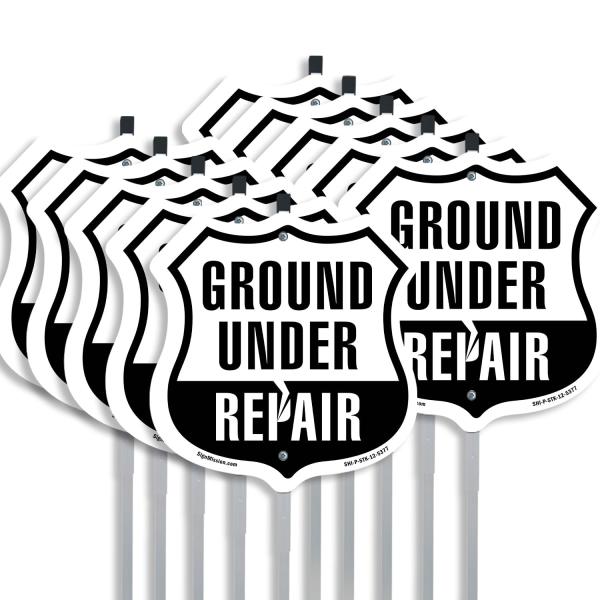 Ground Under Repair (10 Pack) 12 inch X 12 inch Sh...