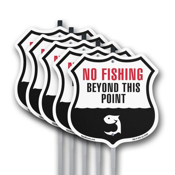 No Fishing Beyond This Point (5 Pack) 12 inch X 12...
