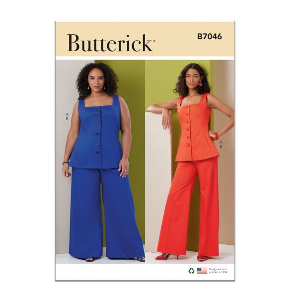 Butterick B7046BB Women's Sleeveless Buttoned Top ...