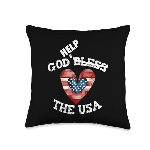 God help the USA red white blue flag heart bless n...