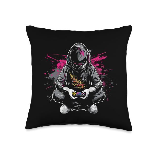 Video Gamer LAN Party Throw Pillow