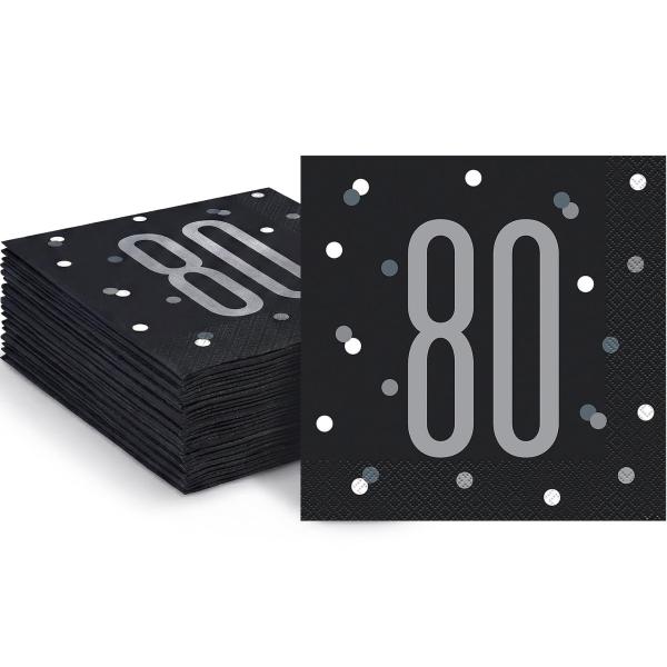 6 1/2インチ Glitz Party 80歳の誕生日 使い捨てペーパーランチョンナプキン - 1...