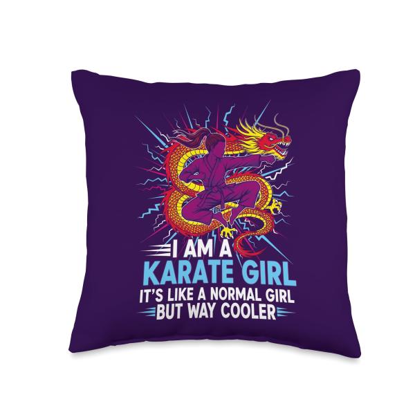 I Am A Karate Girl Quote for Girls Throw Pillow