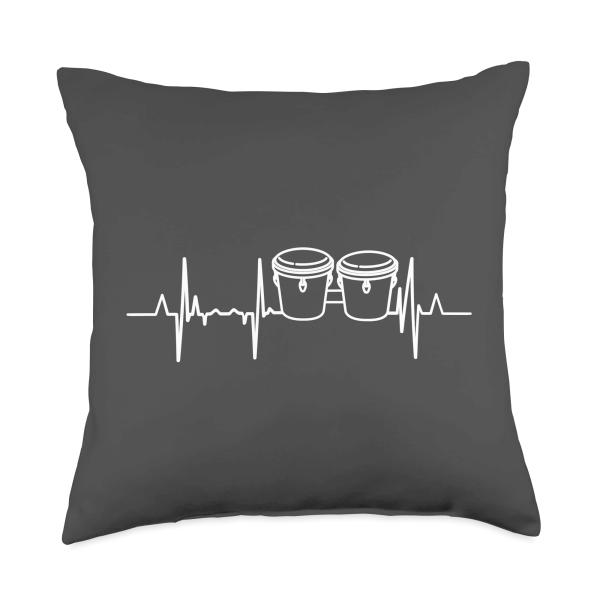 My Heart Beats For Bongos Heart Line Throw Pillow