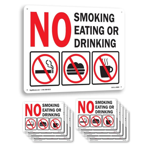 No Smoking Eating or Drinking with Graphic OSHA Ri...