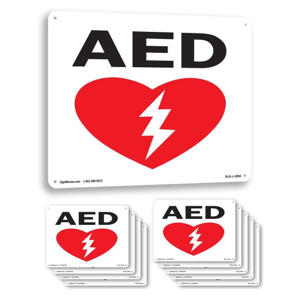 AED (with graphic) OSHA Aluminum Sign 14 Inch x 10...