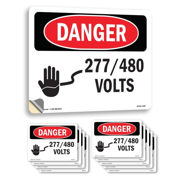 277 480 Volts OSHA Danger Vinyl Decal Label 7 Inch...