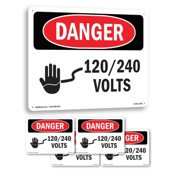 120 240 Volts OSHA Danger Rigid Plastic Sign 14 In...