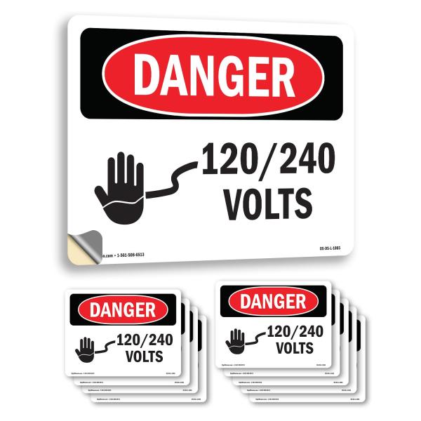 120 240 Volts OSHA Danger Vinyl Decal Label 5 Inch...