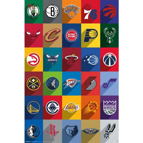NBA League - Logos 25 Wall Poster, 19L" x 13W", Pr...
