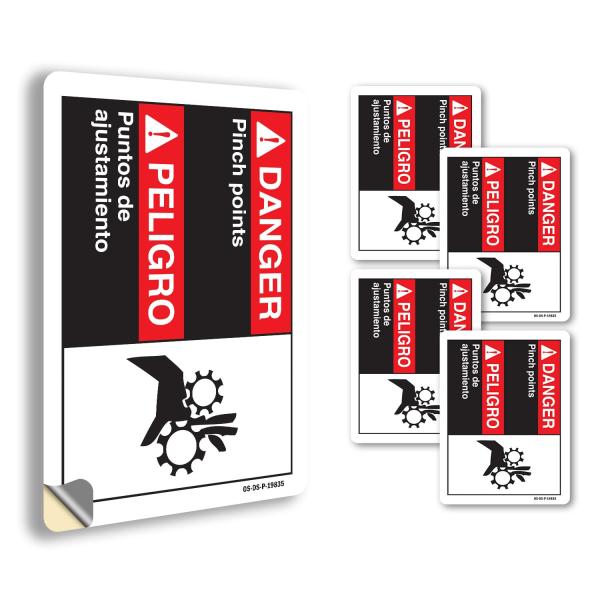 Danger Pinch Points (Bilingual Spanish) ANSI Dange...