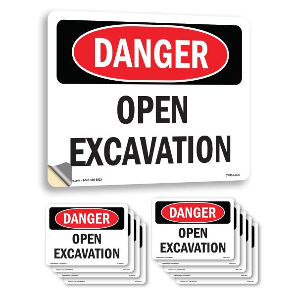 Open Excavation OSHA Danger Vinyl Decal Label 5 In...
