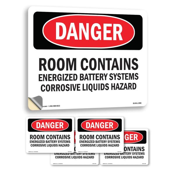 Room Contains Energized Battery Systems OSHA Dange...