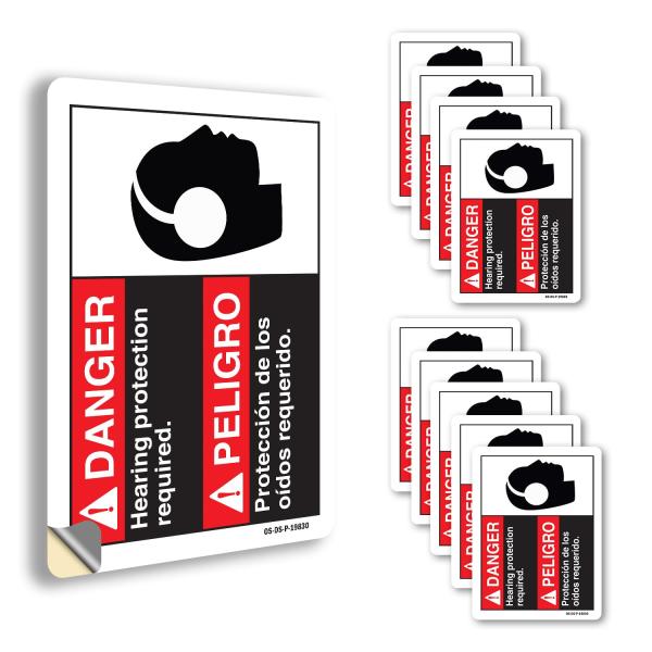 Danger Hearing Protection Required (Bilingual Span...