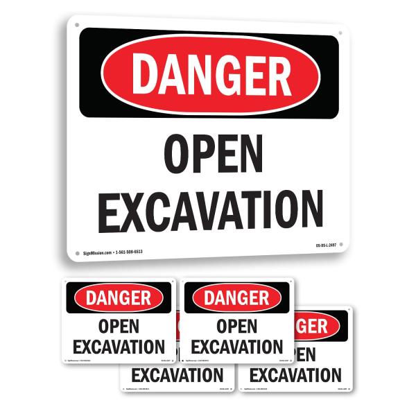 Open Excavation OSHA Danger Rigid Plastic Sign 10 ...