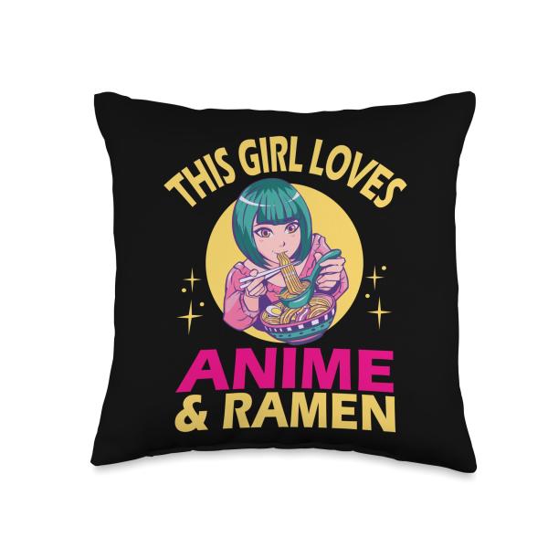 This Girl loves Anime and Ramen, Anime Throw Pillo...