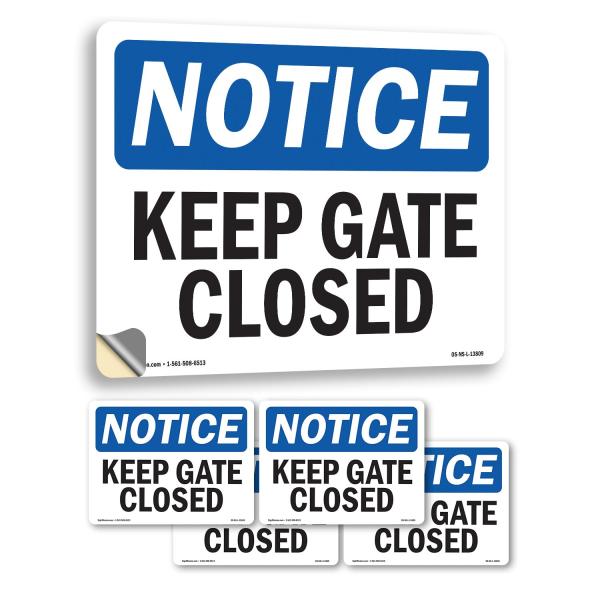 Keep Gate Closed OSHA Notice Vinyl Decal Label 5 I...