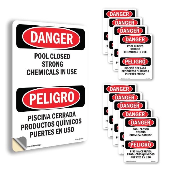 Pool Closed Strong Chemicals In Use OSHA Danger Vi...