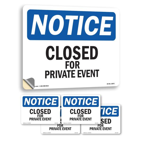 Closed For Private Event OSHA Notice Vinyl Decal L...
