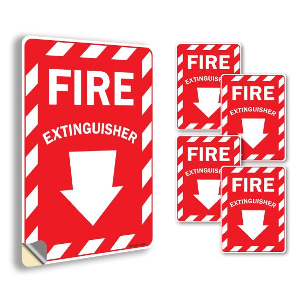Fire Extinguisher with Arrow OSHA Vinyl Decal Labe...