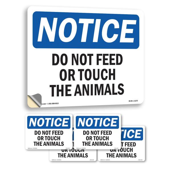 Do Not Feed Or Touch The Animals OSHA Notice Vinyl...