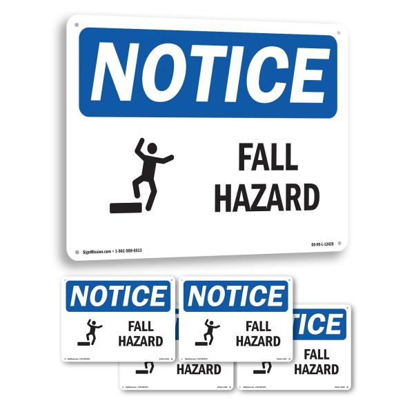 Fall Hazard OSHA Notice Rigid Plastic Sign 10 Inch...