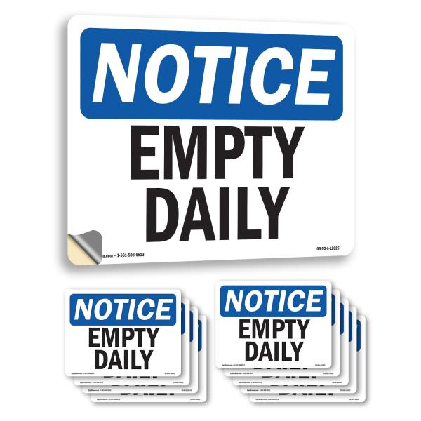 Empty Daily OSHA Notice Vinyl Decal Label 7 Inch x...