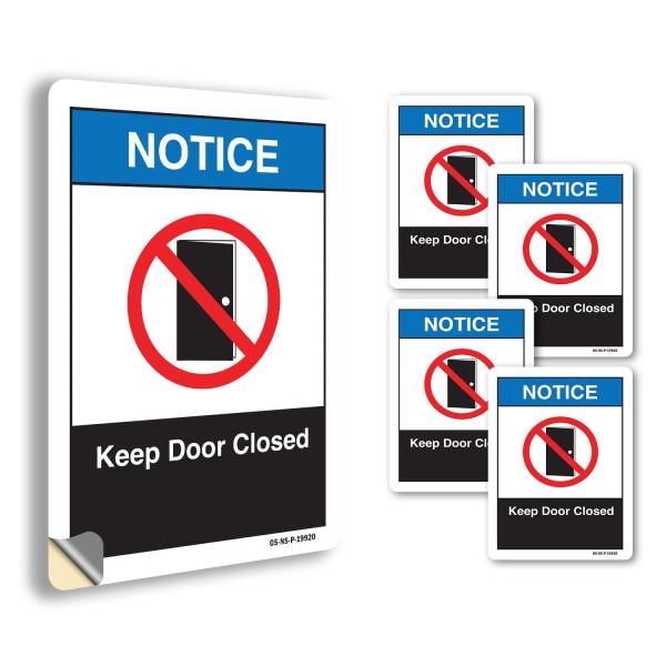 Keep Door Closed ANSI Notice Vinyl Decal Label 14 ...