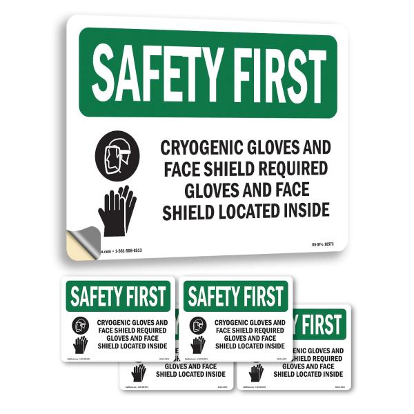 Cryogenic Gloves And Face Shield With Symbol OSHA ...