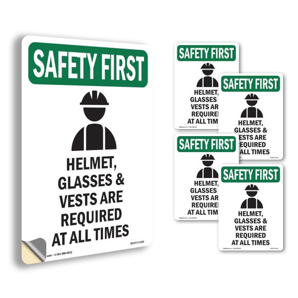 Helmet Glasses ＆ With Symbol OSHA SAFETY FIRST Vin...