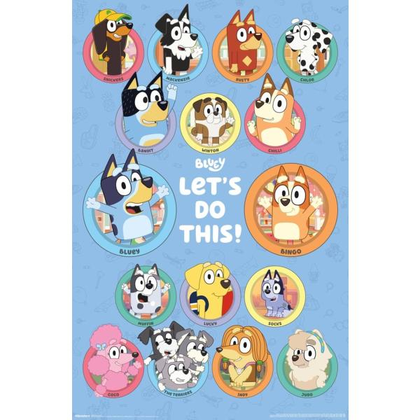 Bluey - Grid Wall Poster, 19L" x 13W", Premium Unf...