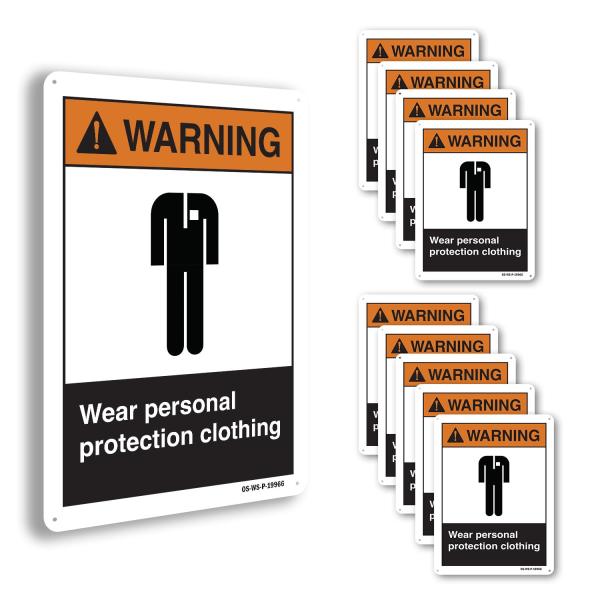 Wear Personal Protection Clothing ANSI Warning Alu...