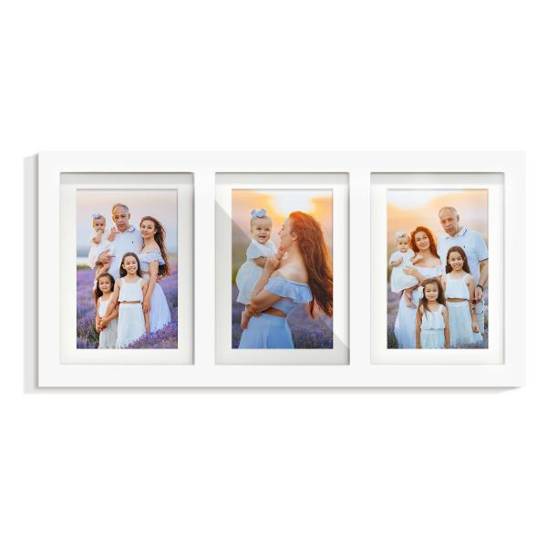 DUENPY 5x7 写真フレーム コラージュ 3枚の写真を収納可能 高精細ガラス製 ディスプレイ用...