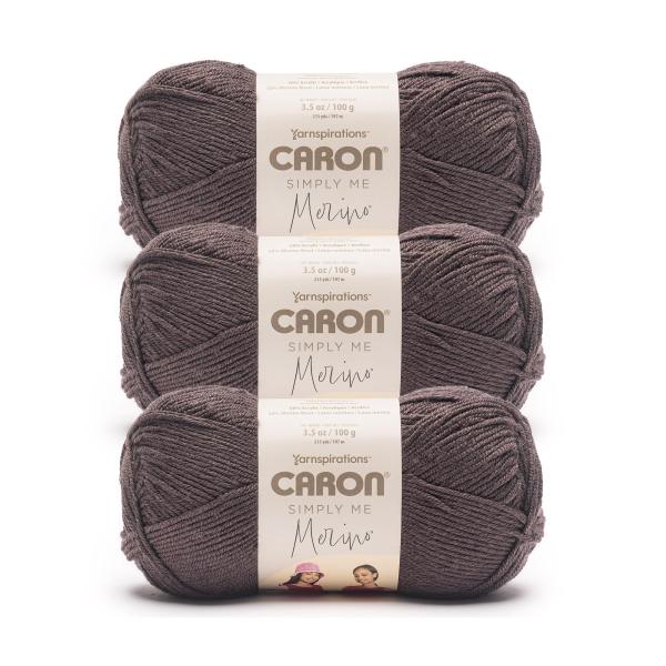 Caron Simply Me メリノ ココア ビーン ヘザー糸 - 3パック 100g/3.5オン...