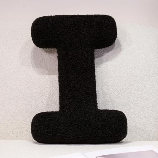 Cute Letter Pillow Soft Plush Black Letter Decorat...