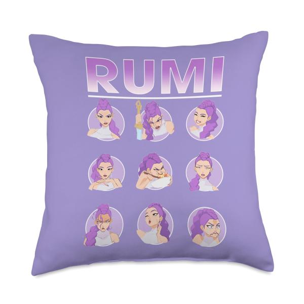 Kpop Demon Hunters Rumi Expressions Throw Pillow