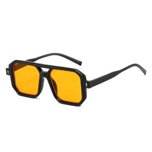 Sunglasses UV400 Protection | Double Bridges Rivets Candy Color | for Women Men Outdoor Sports ＆ Driving(Black Yellow)