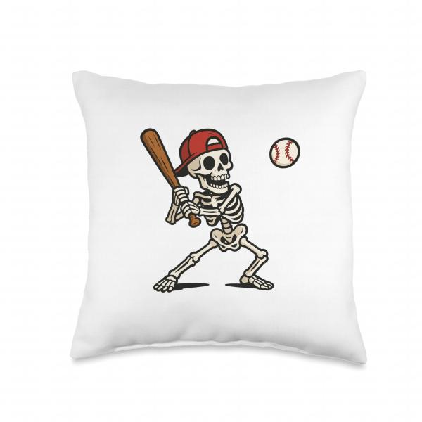 Funny Skeleton Batting Baseball Halloween Men Wome...