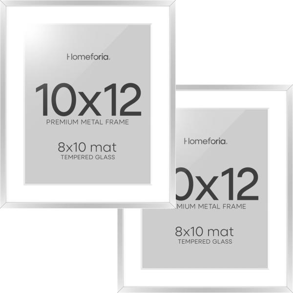 Homeforia 10x12 Picture Frame Silver, High End Met...