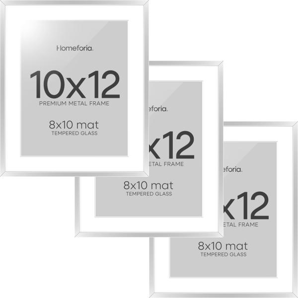 Homeforia 10x12 Picture Frame Silver, High End Met...