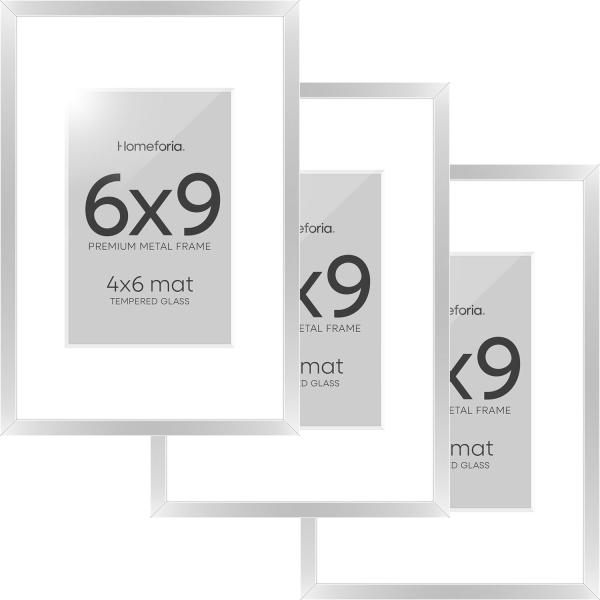 Homeforia Silver Photo Frame 6x9, High End Metal 6...