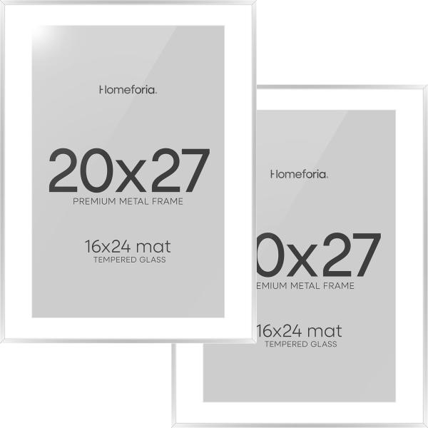 Homeforia 20x27 Picture Frame Silver, High End Met...