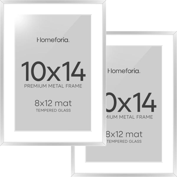 Homeforia 10x14 Picture Frame Silver, High End Met...