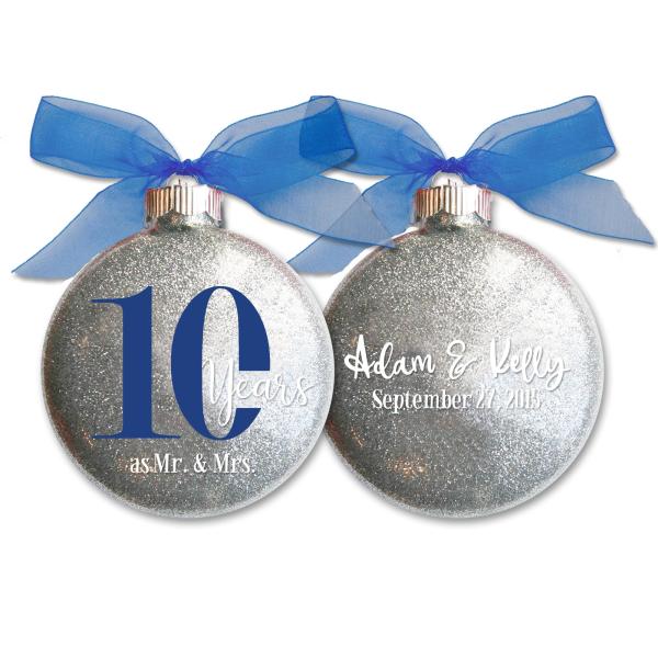 10th Wedding Anniversary Ornament, Personalized wi...