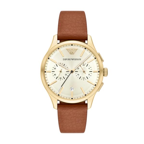 Emporio Armani Men's Chronograph Brown Leather Wat...