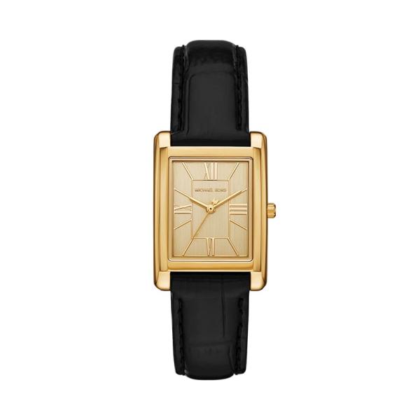 Michael Kors Women's Essex Three-Hand Black Leathe...