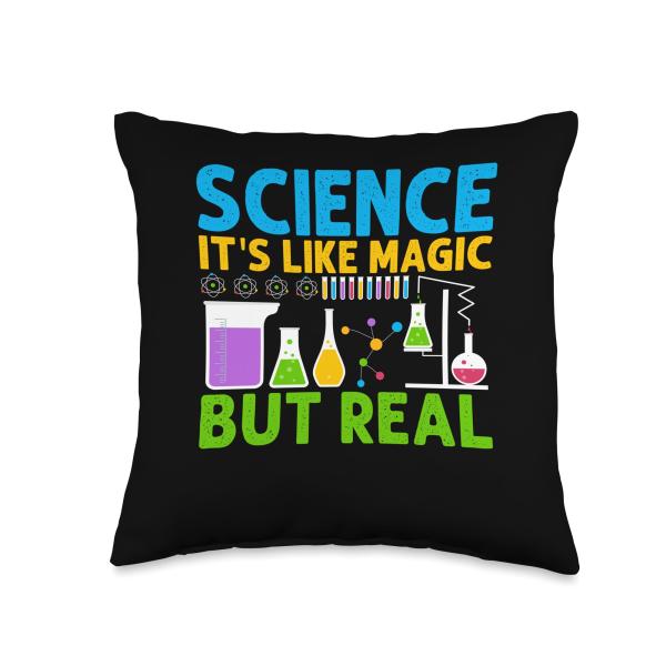 Funny Science It's Like Magic but Real Throw Pillo...